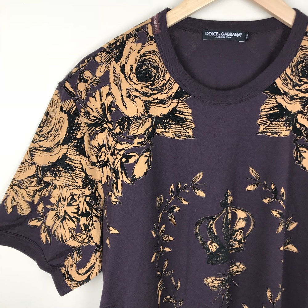 Dolce & Gabbana Purple Crown & Bee T-shirt RARE B3 - Picture 2 of 8